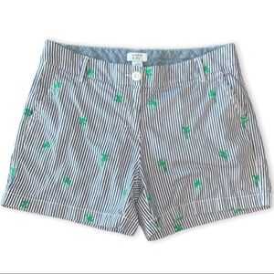 CROWN & Ivy Size 4 Navy/White Stripe All Over Embroidered Palm Trees